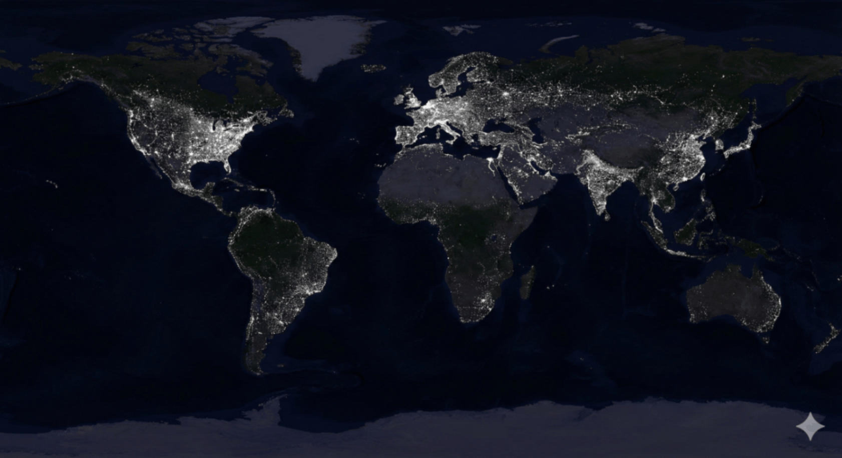 Global cellular coverage map showing mobile network signal footprints (2G, 3G, 4G LTE, and 5G)